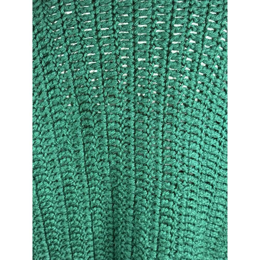 Vintage  Handmade 80s Green Popcorn Chunky Knit‎ Cardigan Sweater Size M - Picture 9 of 9